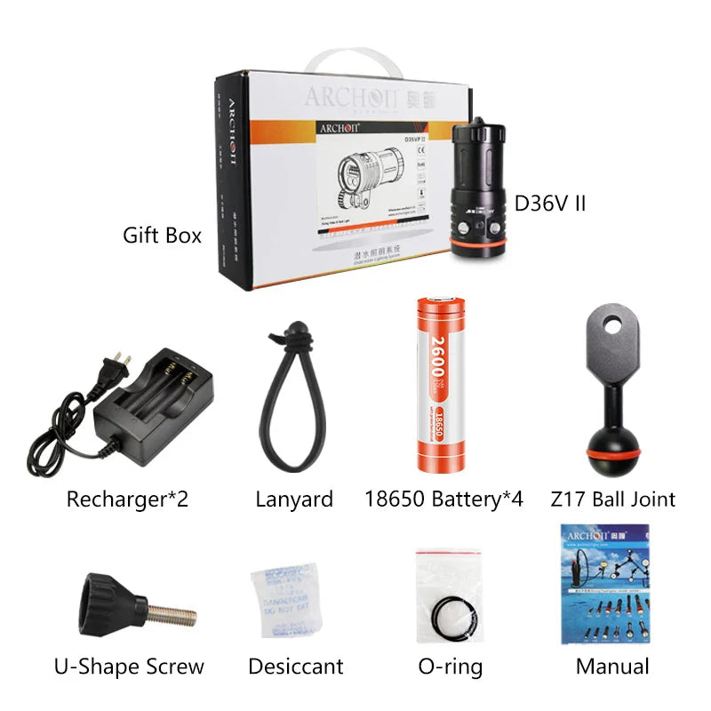 ARCHON D36V II Professional diving photography HD diving light